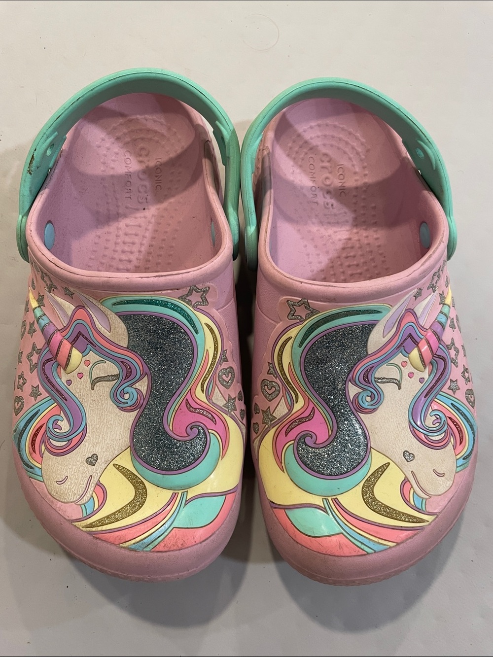 CROCS Kids Unicorn Clogs - Pink, Mint & Yellow